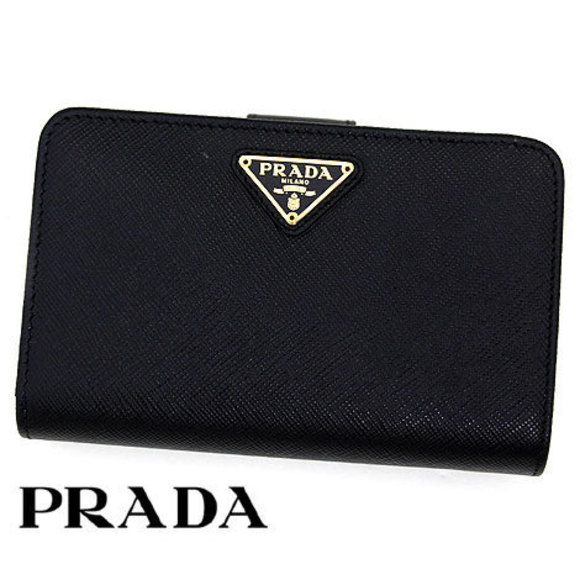 Prada TRIANGLE QHH Coin SAFFIANO Wallet Black - Picture 1 of 4
